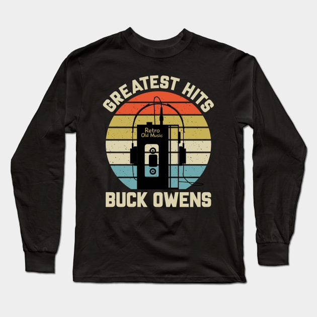 Greatest Hits Buck Retro Walkman Owens Vintage Art Long Sleeve T-Shirt by Dinosaur Mask Store